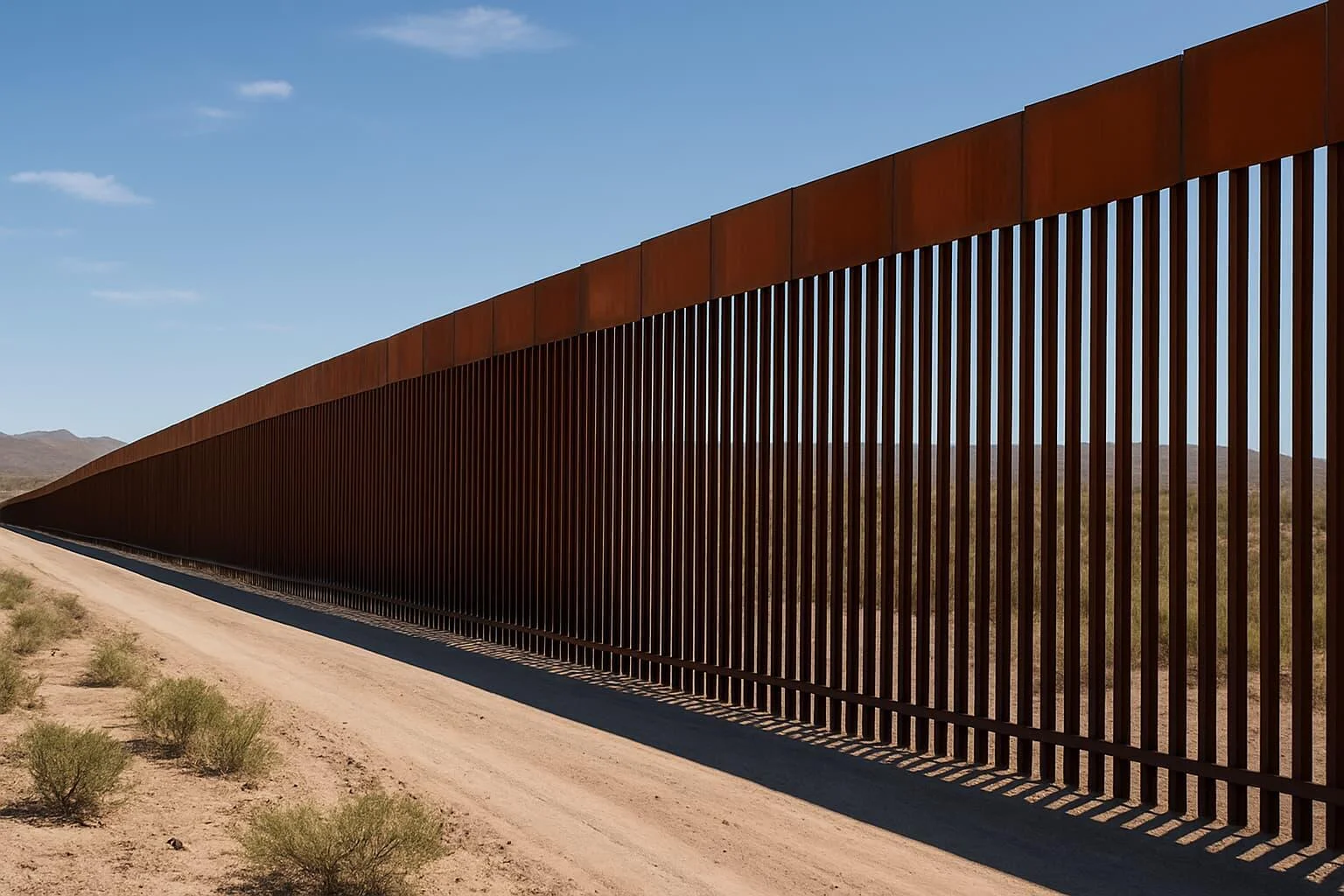 Picture of a wall like what you'd see at the US/Mexico Border
